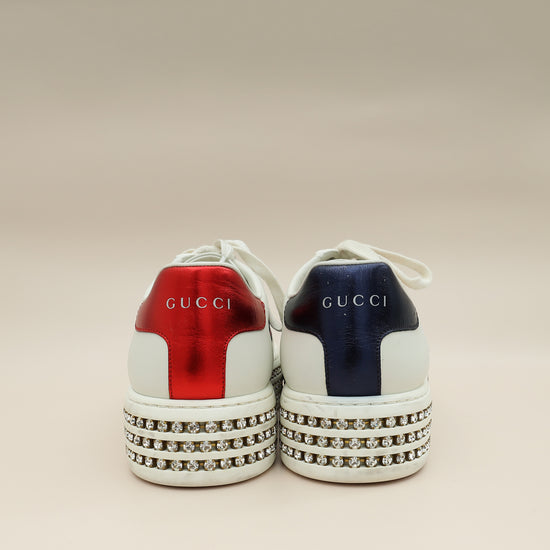 Gucci White Crystal Platform Ace Bee Sneakers 38-Gucci-THE CLOSET