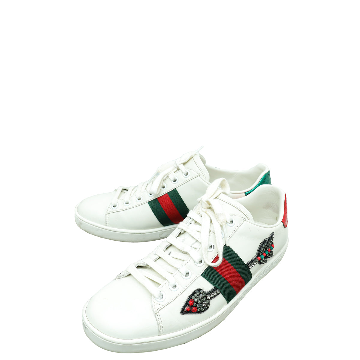 Gucci White Arrow Embroidered Ace Sneakers 38-Gucci-THE CLOSET