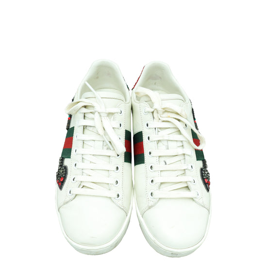 Gucci White Arrow Embroidered Ace Sneakers 38