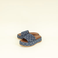 Gucci Blue Denim Platform Slide Sandals 38