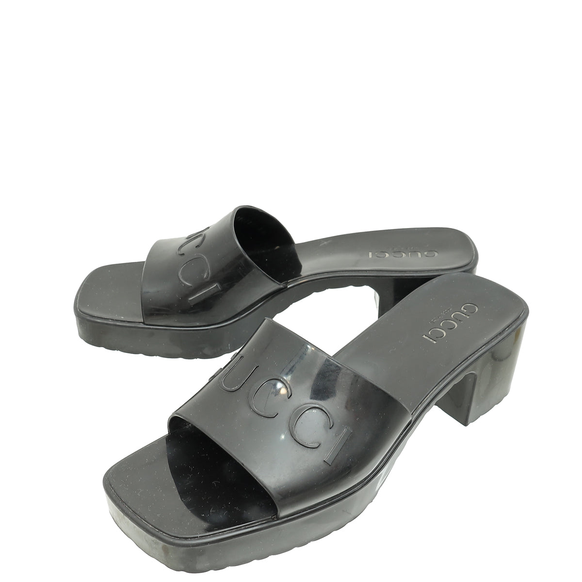 Gucci Black Logo Slide Rubber Sandals 38-Gucci-THE CLOSET