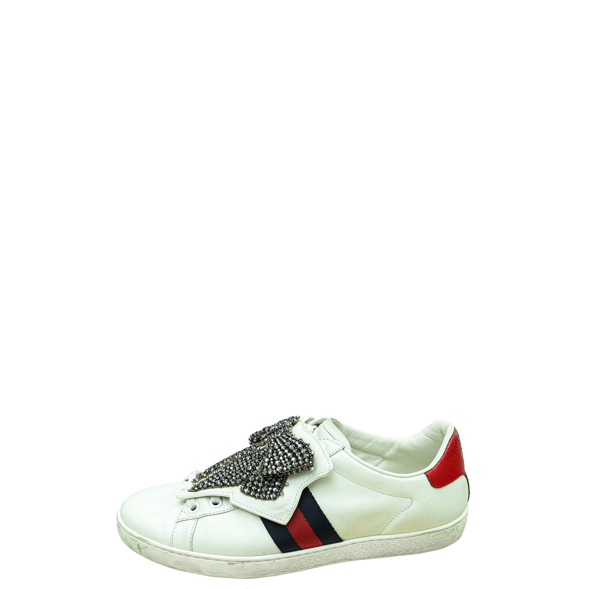 Load image into Gallery viewer, Gucci White Ace Removable Crystal Bow Sneakers 39
