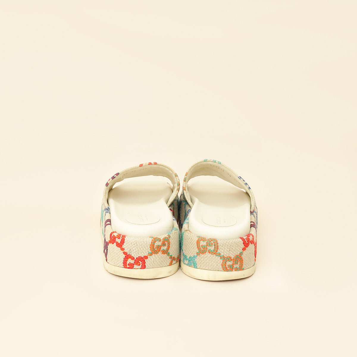 Gucci Beige GG Multicolor Jacquard Platform Slide 39-Gucci-THE CLOSET