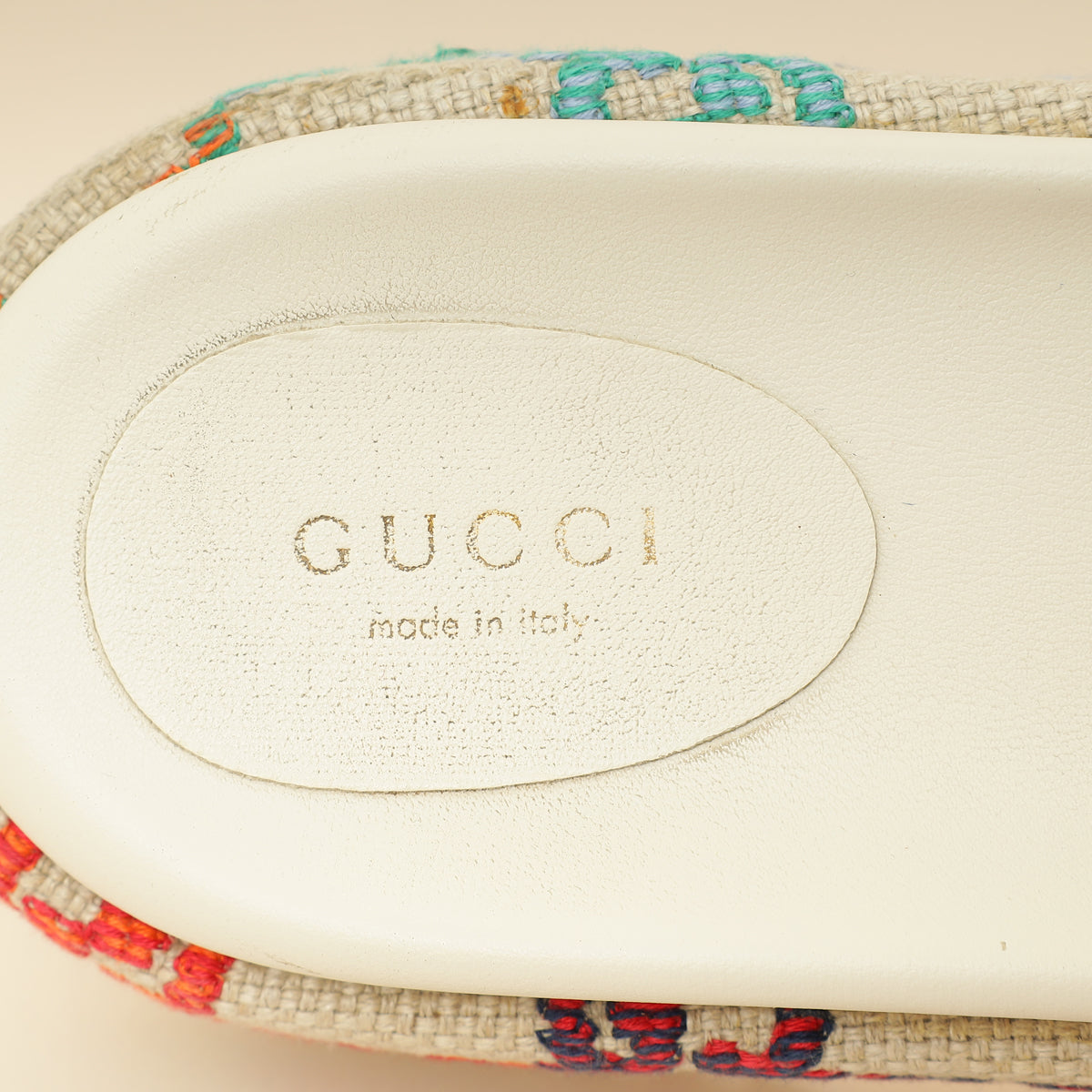 Gucci Beige GG Multicolor Jacquard Platform Slide 39-Gucci-THE CLOSET