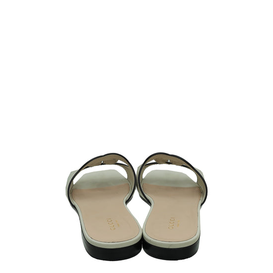 Gucci Cream Interlocking G Cut Out Flat Sandal 38.5