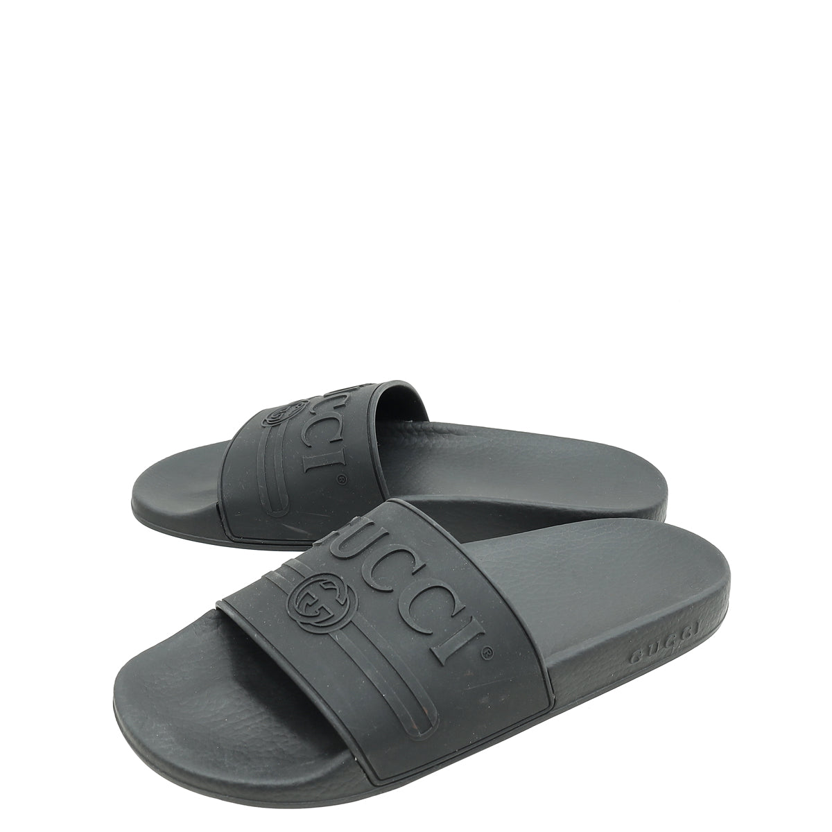 Gucci Black Logo Rubber Slide Sandal 39