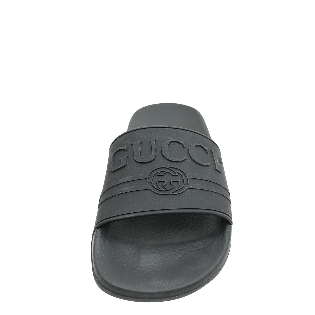 Gucci Black Logo Rubber Slide Sandal 39