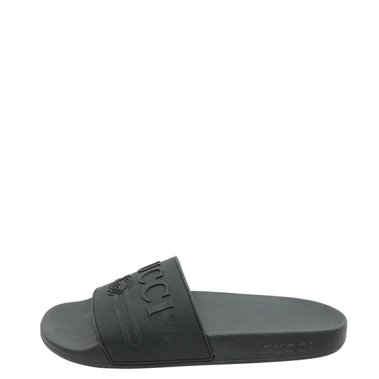 Gucci Black Logo Rubber Slide Sandal 39