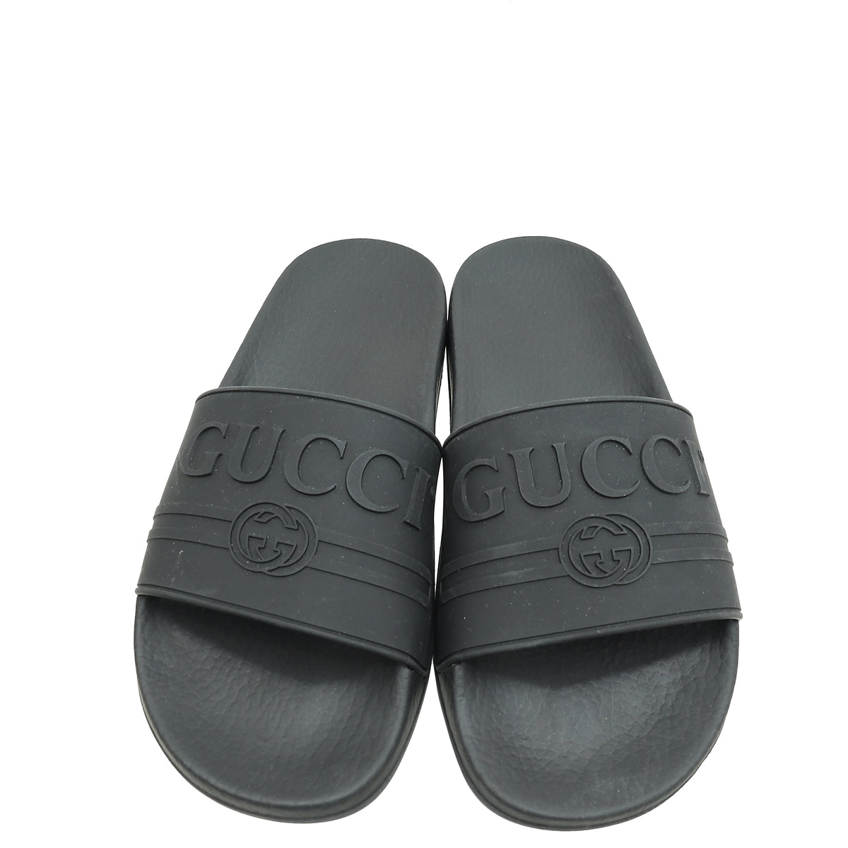 Gucci Black Logo Rubber Slide Sandal 39