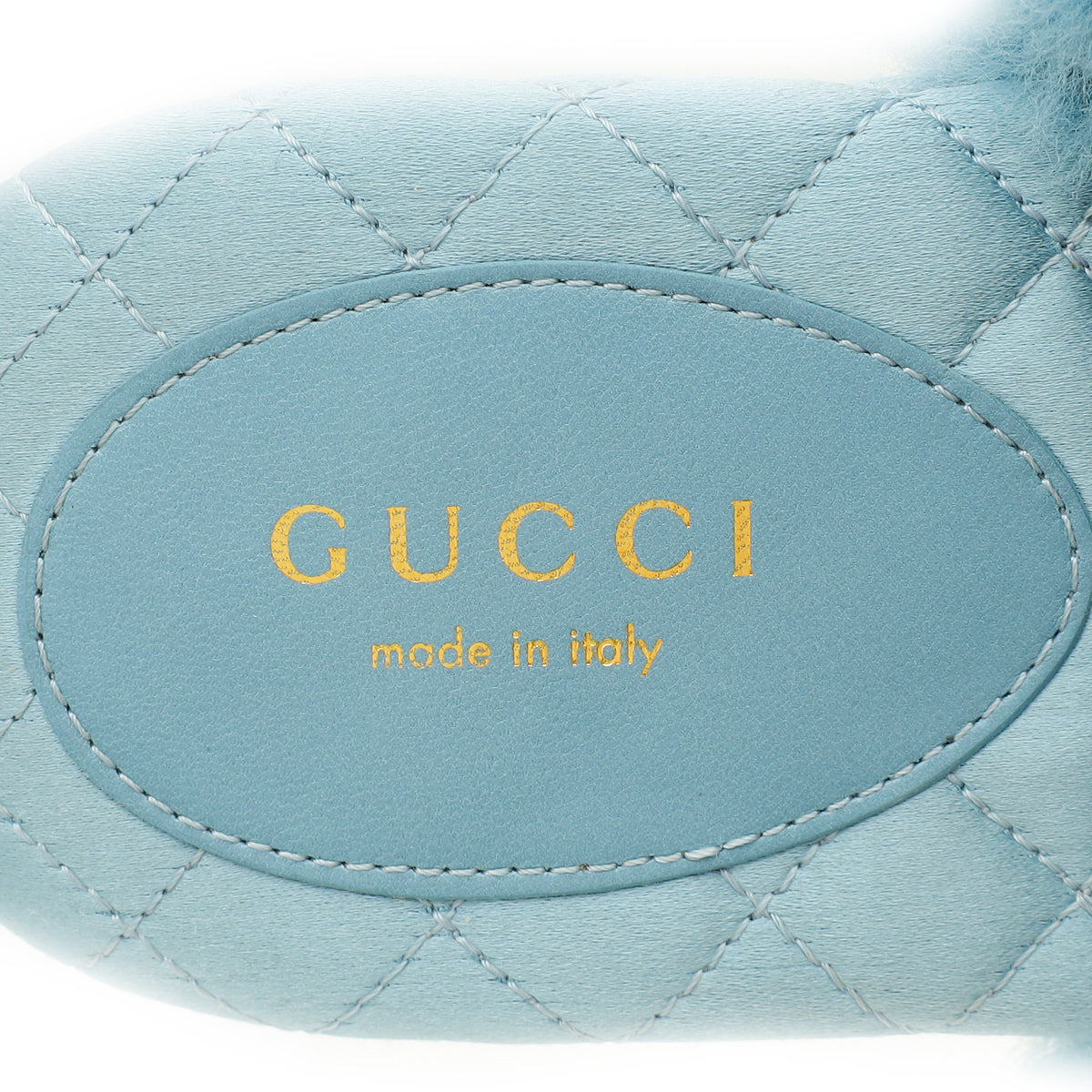 Gucci Blue Faux Fur Printed Mules 39