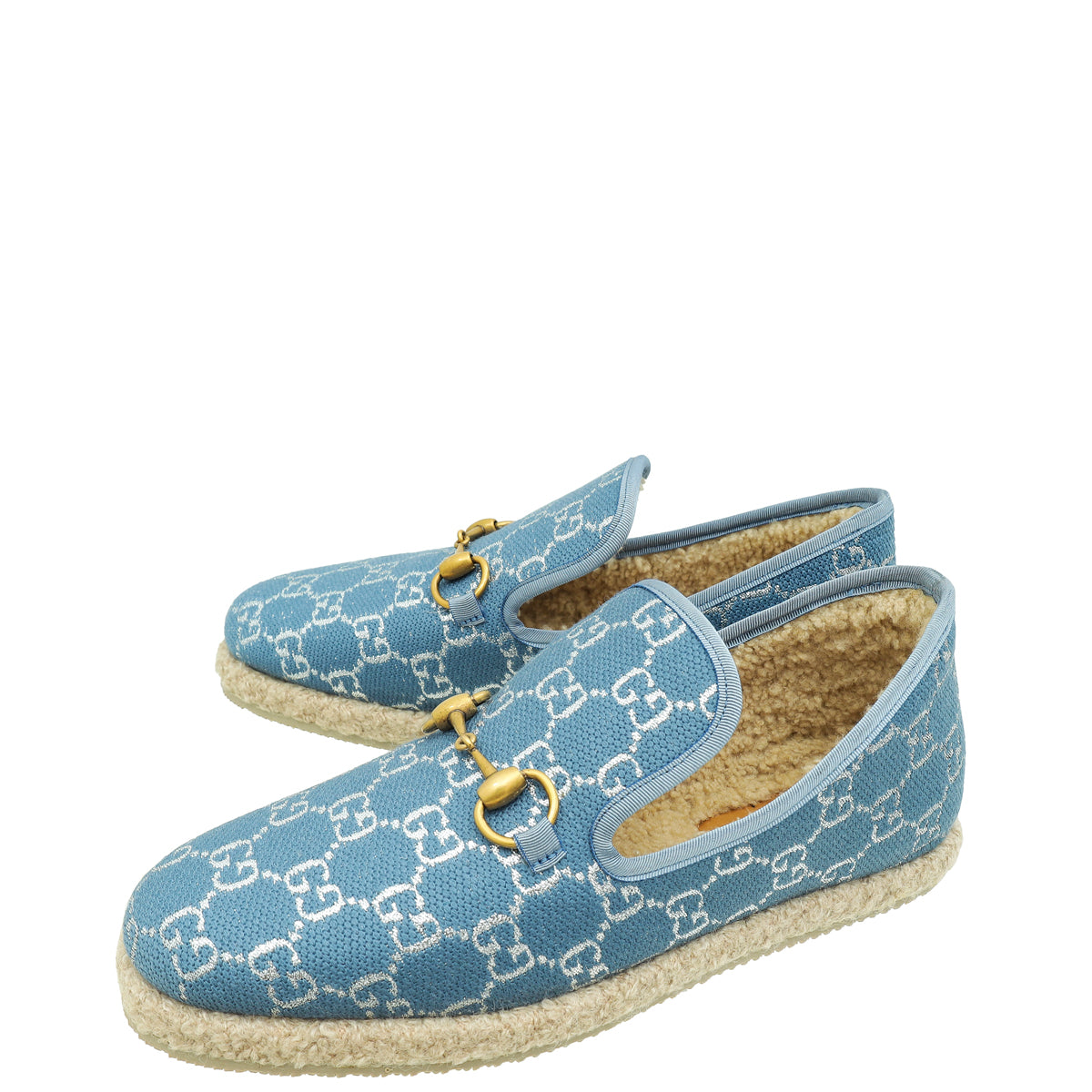 Gucci Denim Blue GG Fria Horsebit Loafers 39-Gucci-THE CLOSET