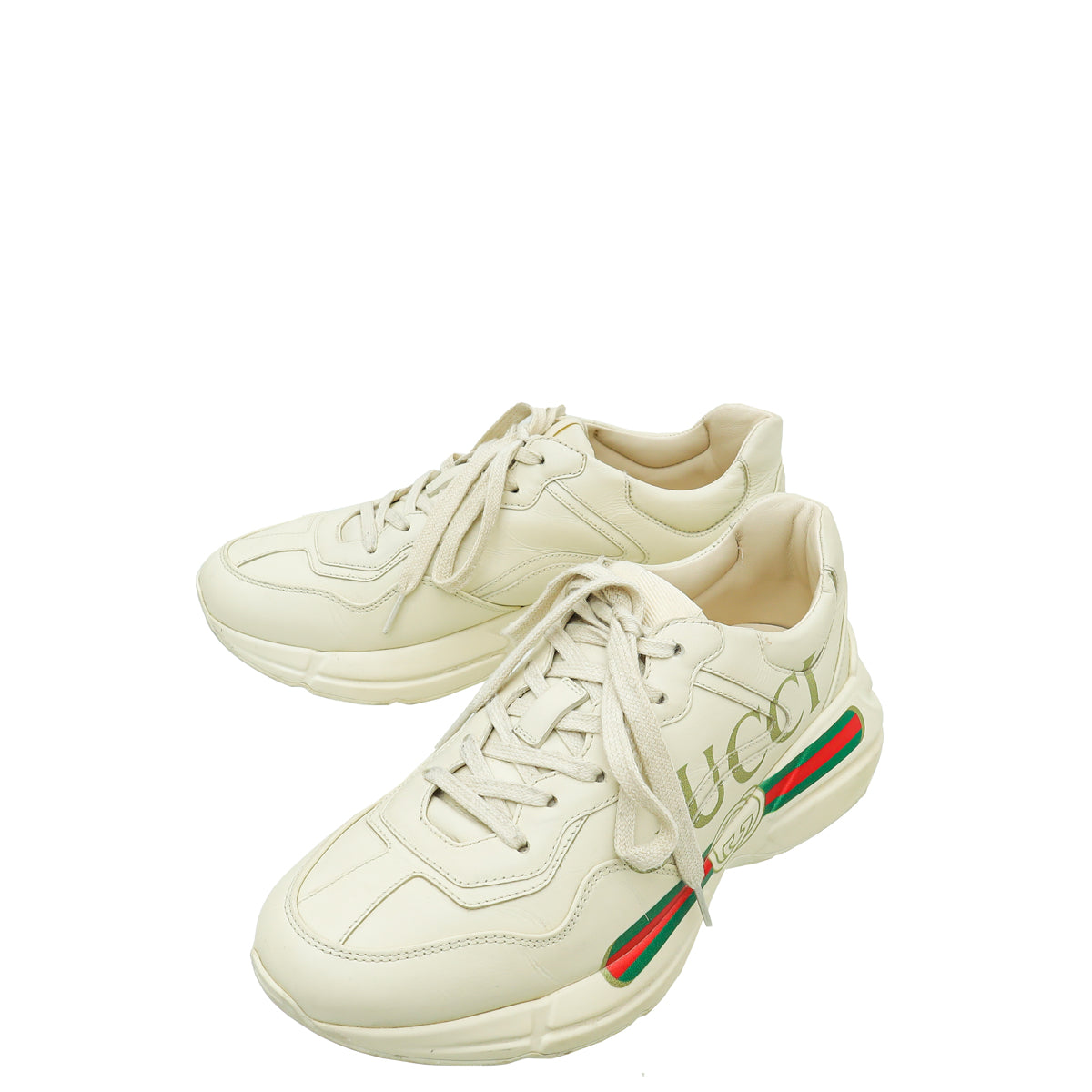 Gucci Ivory Logo Rhyton Sneakers 39-Gucci-THE CLOSET