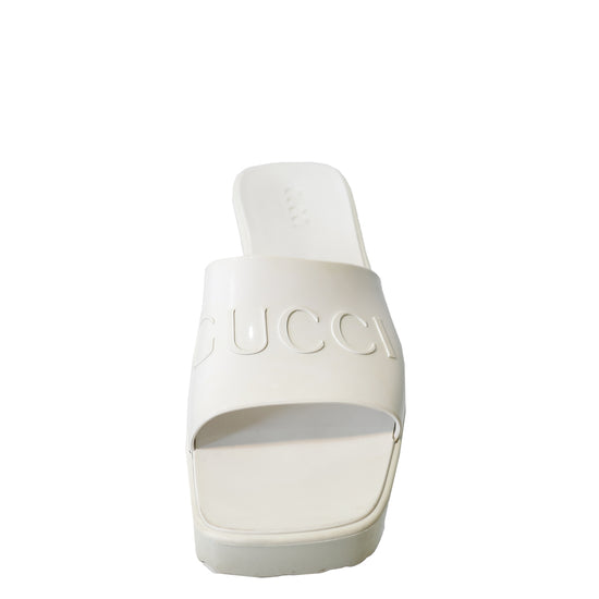 Gucci Ivory Logo Slide Sandals 39