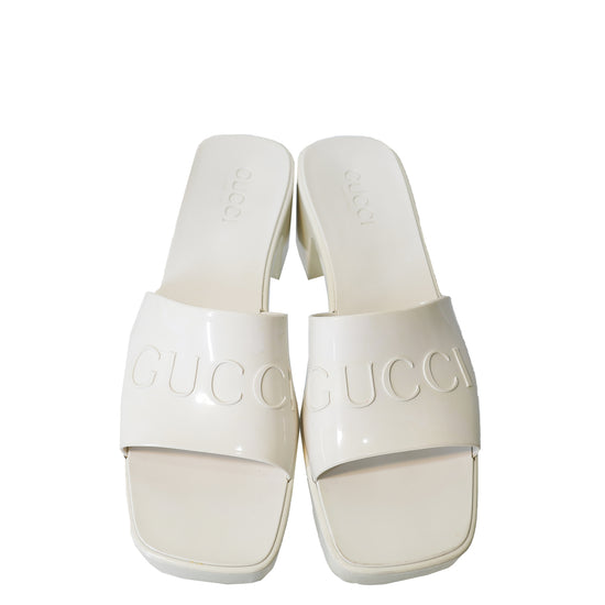 Gucci Ivory Logo Slide Sandals 39