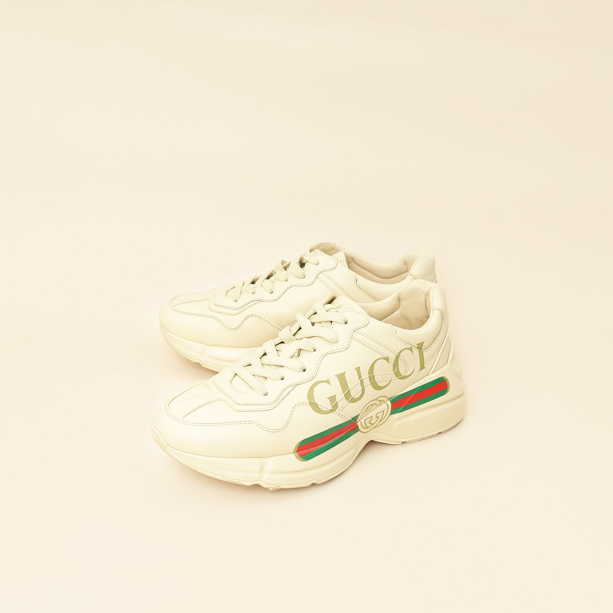 Gucci Ivory Logo Rhyton Sneakers 39-Gucci-THE CLOSET