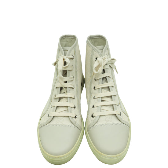 Gucci Beige GG High Cut Sneakers 40.5