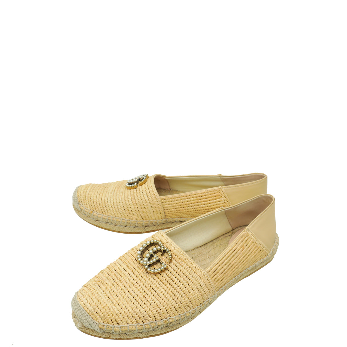 Gucci Bicolor Raffia Double G Espadrilles 40