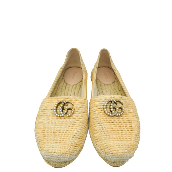 Gucci Bicolor Raffia Double G Espadrilles 40