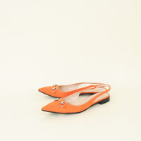 Gucci Orange GG Horsebit Slingback Flat 40
