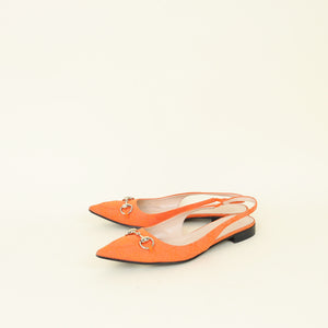 Gucci Orange GG Horsebit Slingback Flat 40