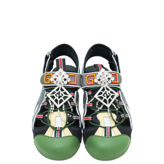 Gucci Multicolor Mesh Fabric Tinsel Sport Sandals 40