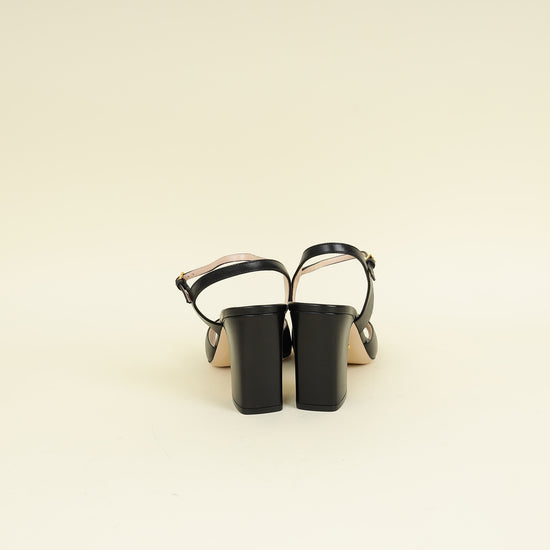 Gucci Black Horsebit Ankle Strap Mid-Heeled Sandals 40