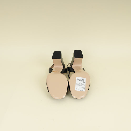 Gucci Black Horsebit Ankle Strap Mid-Heeled Sandals 40