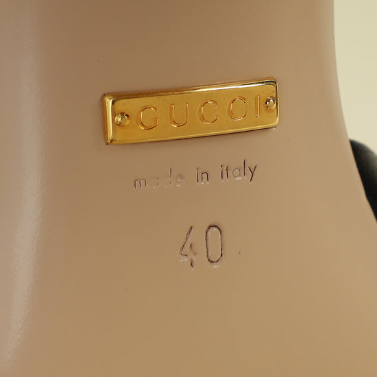 Gucci Black Horsebit Ankle Strap Mid-Heeled Sandals 40