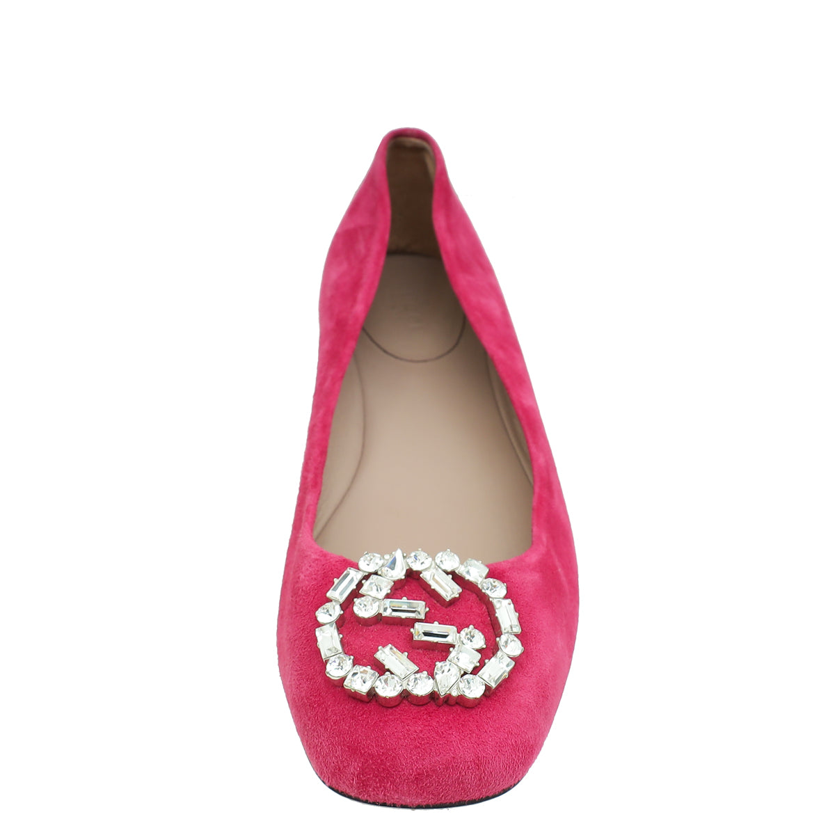 Gucci Fuchsia Interlocking G Crystal Flat Ballet 40