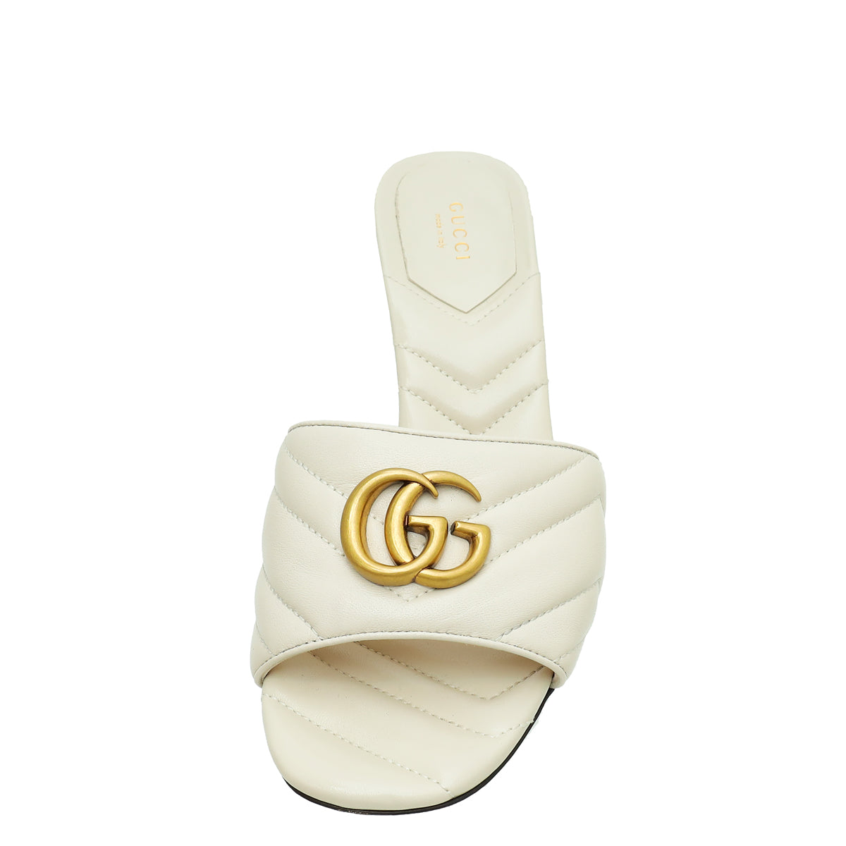 Gucci White Cream GG Marmont Slide Mules 40-Gucci-THE CLOSET