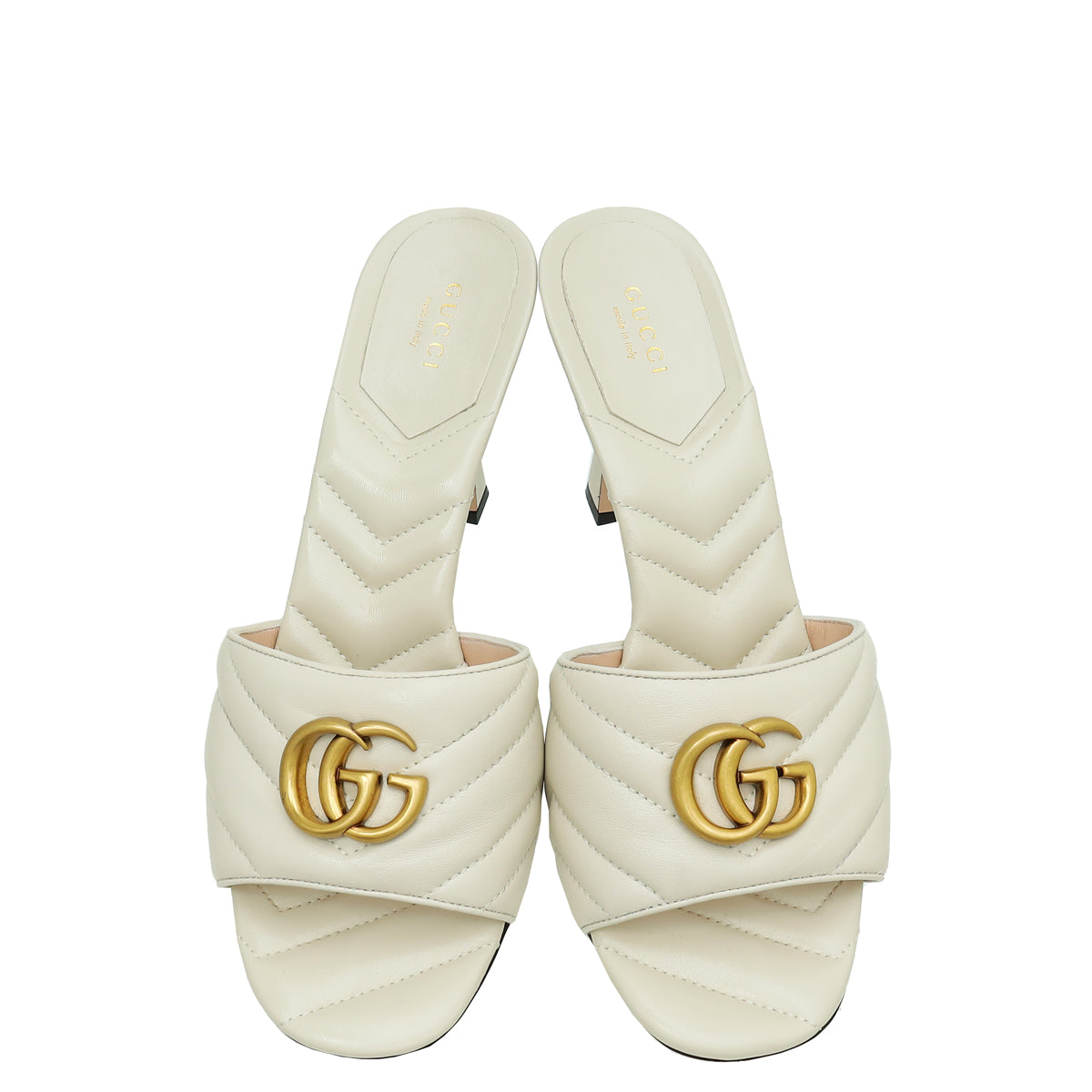 Gucci White Cream GG Marmont Slide Mules 40