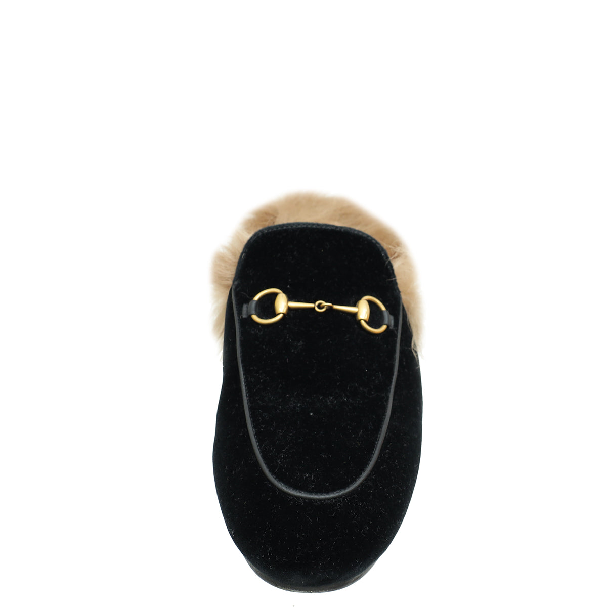 Gucci Black Velvet Fur Princetown Mules 41