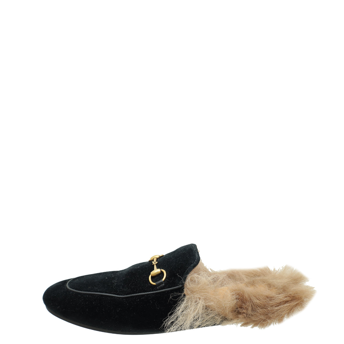 Gucci Black Velvet Fur Princetown Mules 41