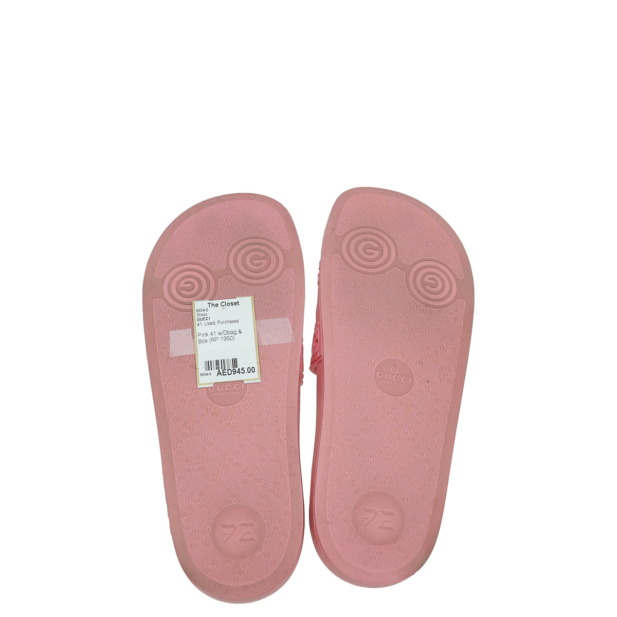 Gucci Pink Rubber Slide Sandals 41