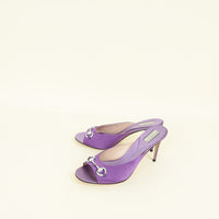 Gucci Purple Horsebit Crystal Satin Mules 42
