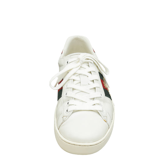 Gucci White Ace Bee Embroidered Men's Sneakers 6.5