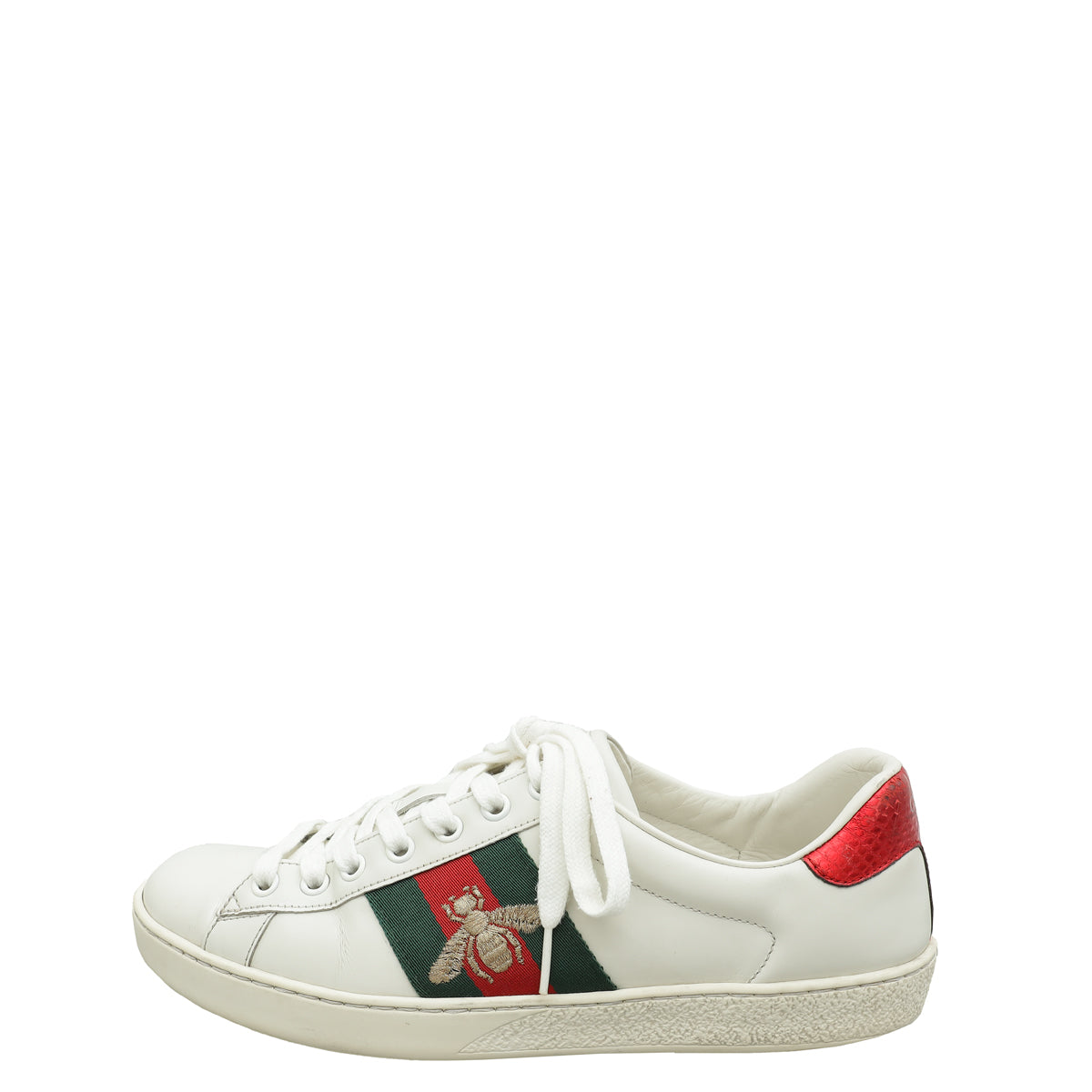 Gucci White Ace Bee Embroidered Men's Sneakers 6.5