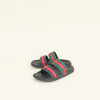 Gucci Tricolor Web Agrado Rubber Double Strap Stripe Sandal 6