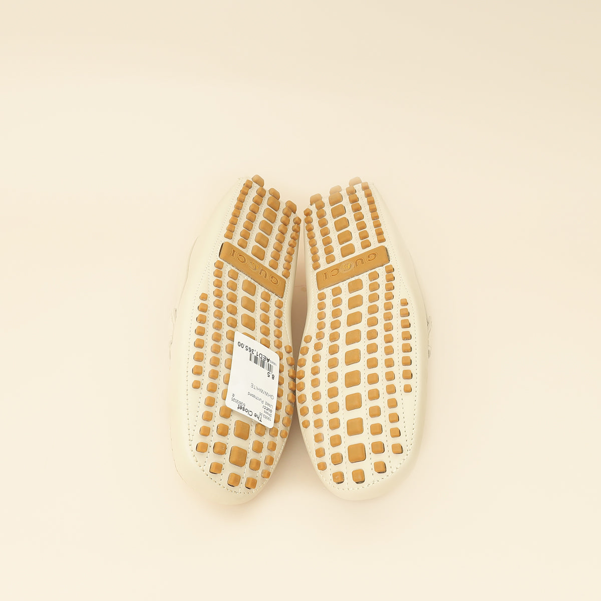 Gucci White Cream Ayrton Horsebit Web Driving Loafer 8.5-Gucci-THE CLOSET