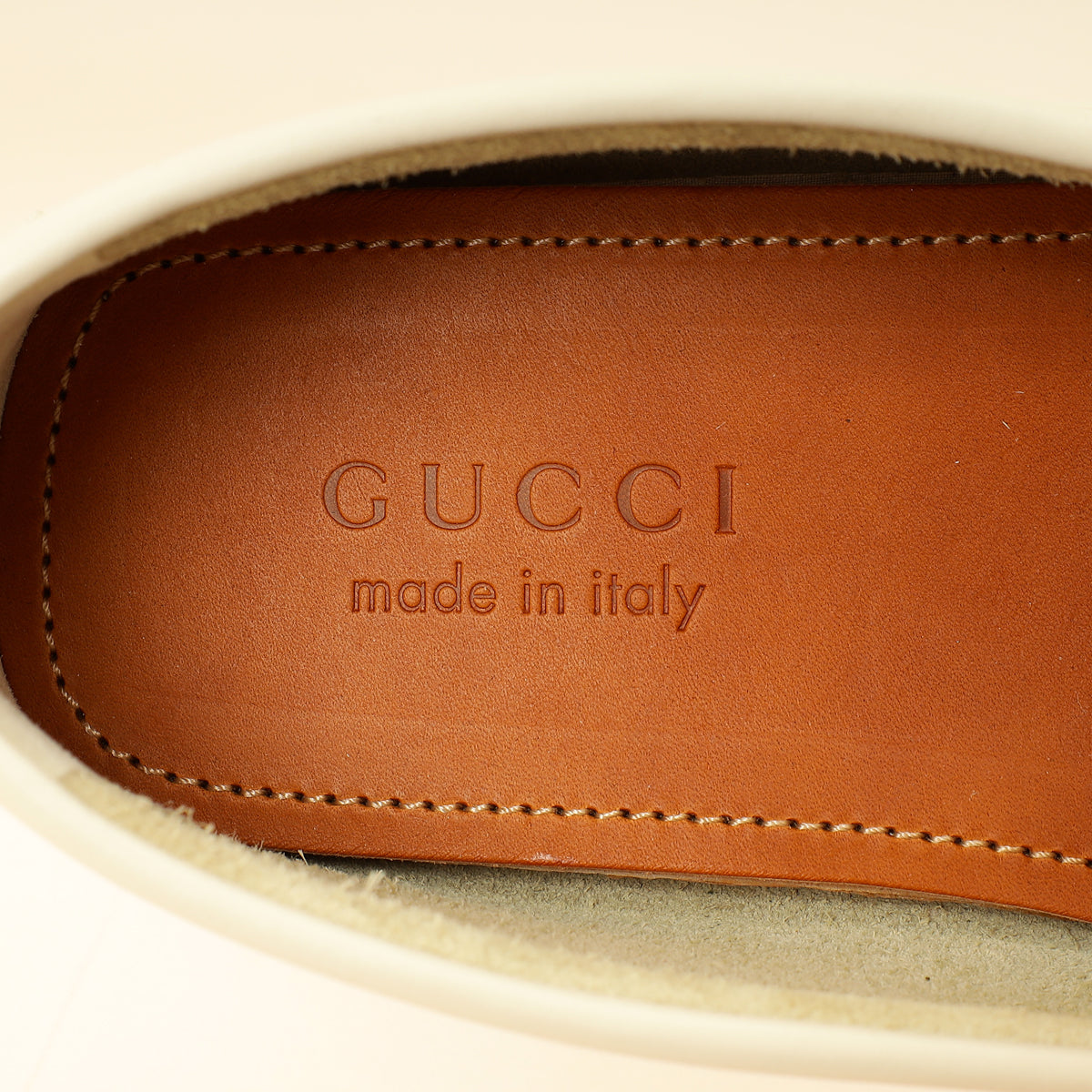 Gucci White Cream Ayrton Horsebit Web Driving Loafer 8.5-Gucci-THE CLOSET