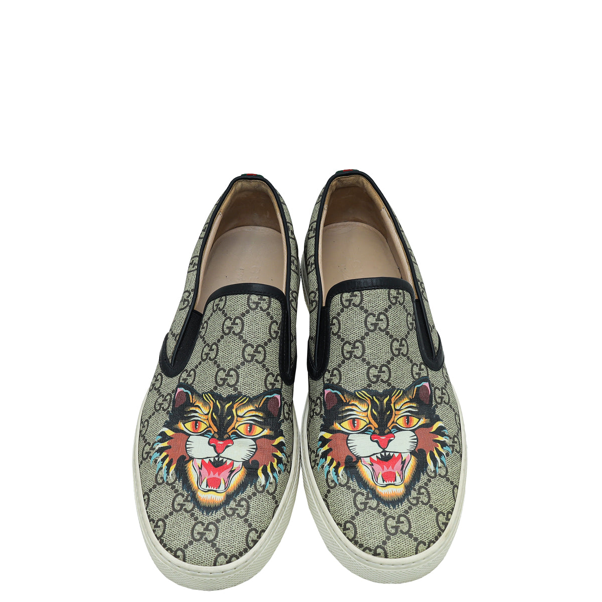 Bicolor GG Supreme Angry Cat Slip-On Sneakers 8 The Closet