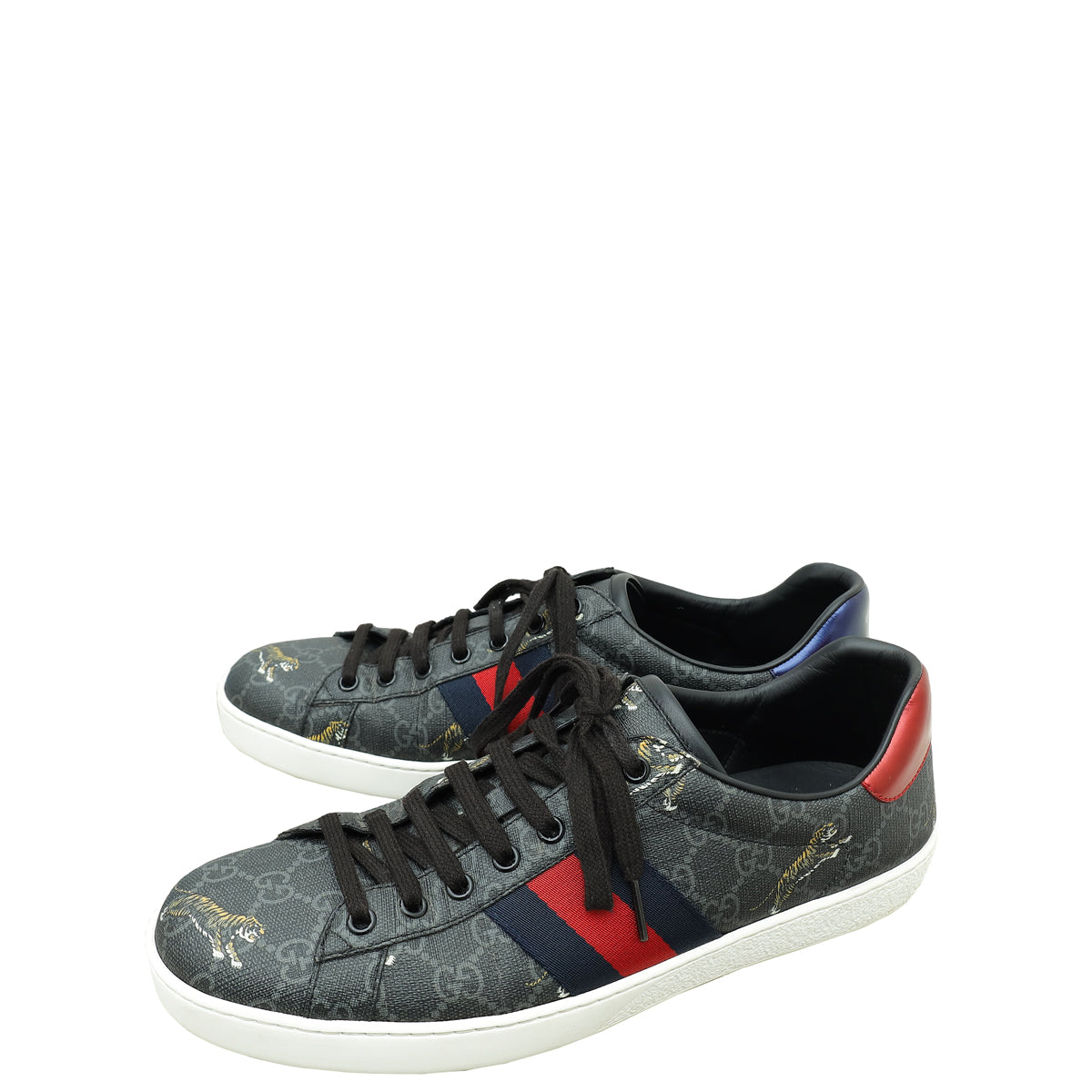 Gucci Gray GG Supreme Tiger Ace Sneakers 9