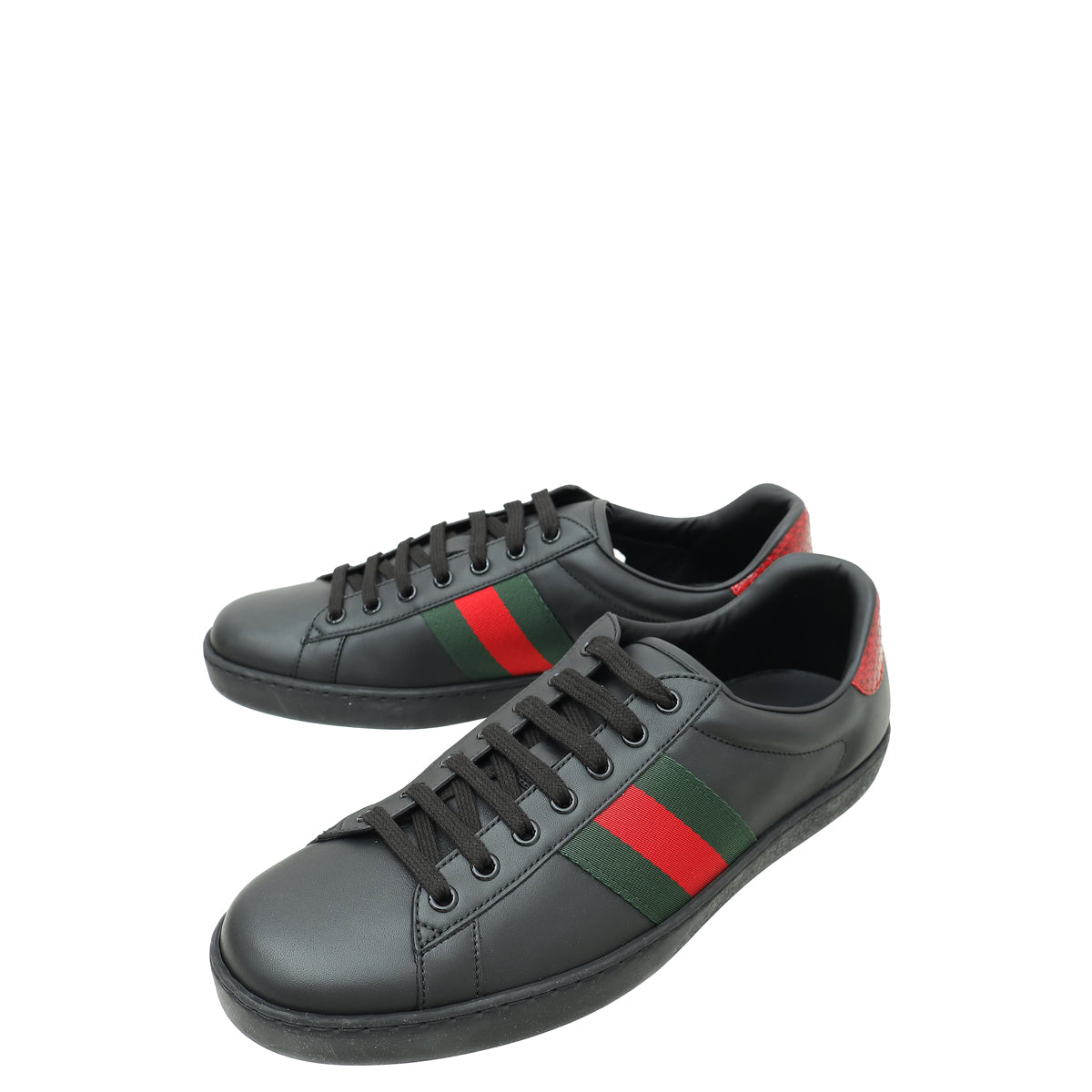 Gucci Black Ace Web Men's Sneakers 9-Gucci-THE CLOSET