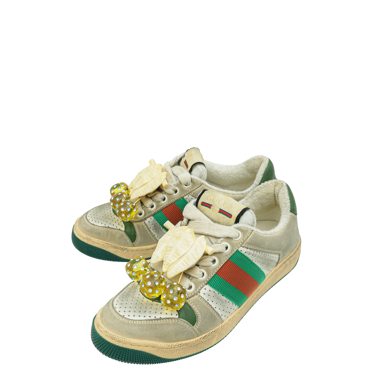 Gucci Dusty White Cherries Screener Sneakers 34-Gucci-THE CLOSET