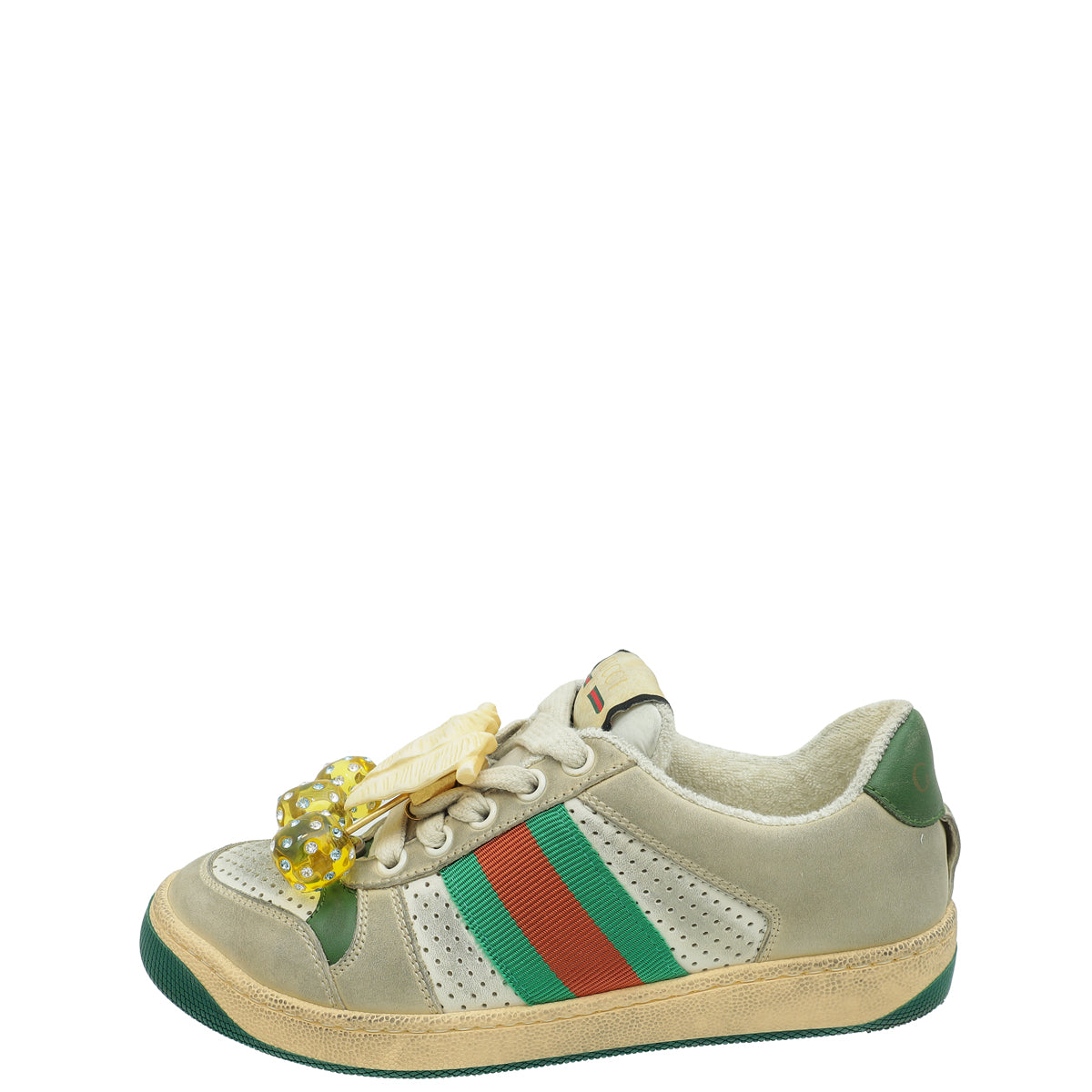 Gucci Dusty White Cherries Screener Sneakers 34