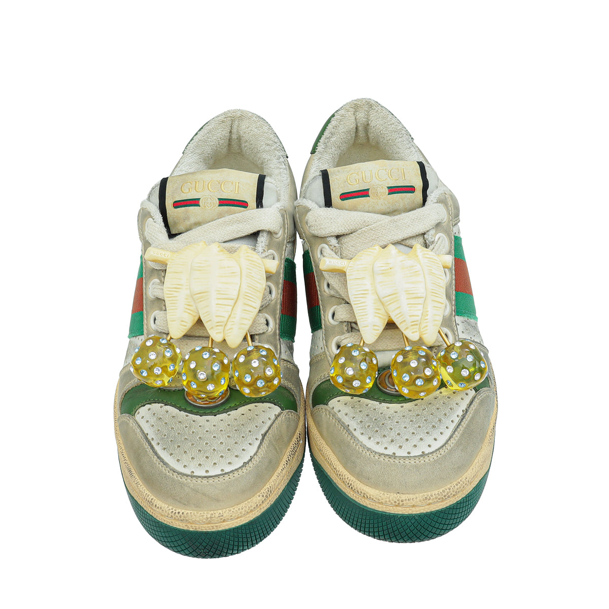 Gucci Dusty White Cherries Screener Sneakers 34
