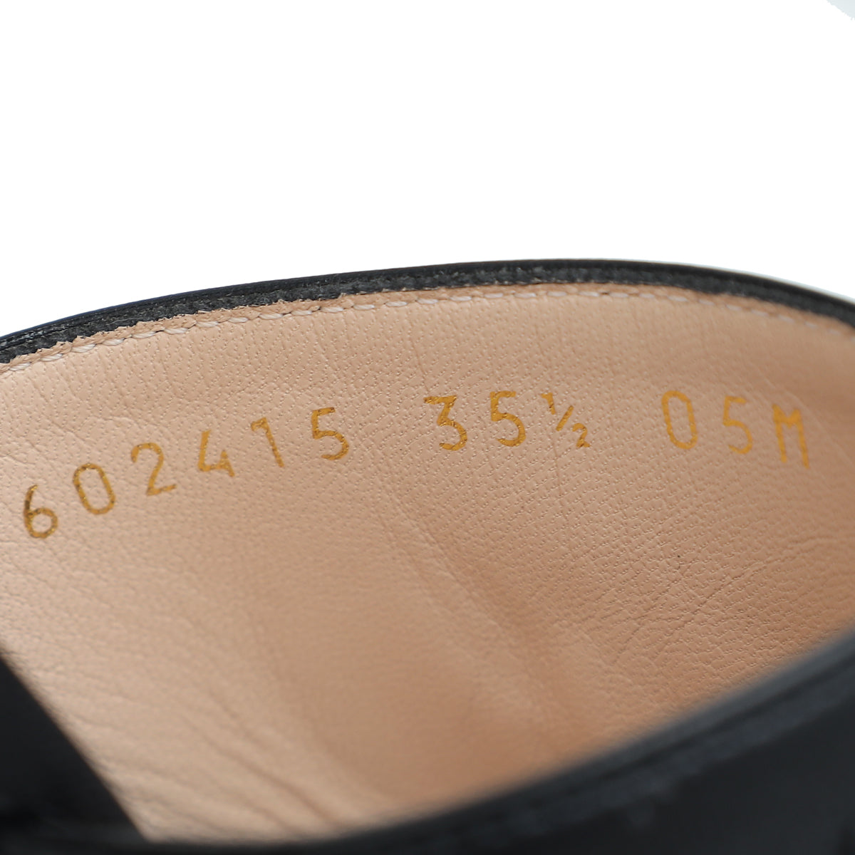 Gucci Black Zumi Horsebit Mid Heel Slide Sandals 35.5 – THE CLOSET