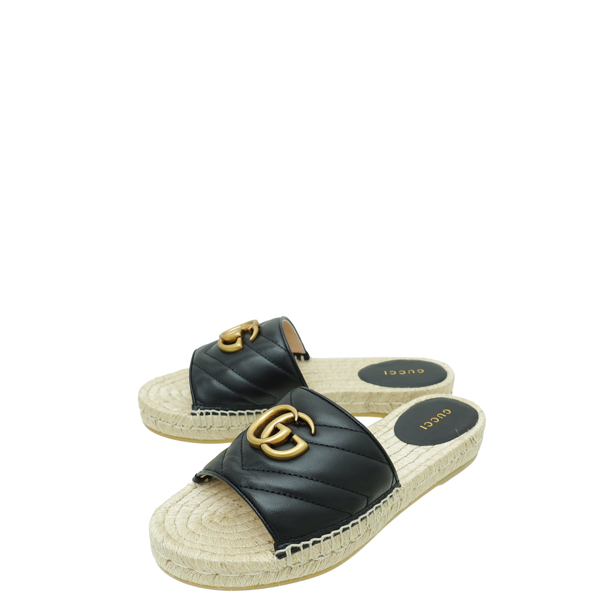 Gucci Black GG Marmont Espadrille Slide Sandals 35.5-Gucci-THE CLOSET