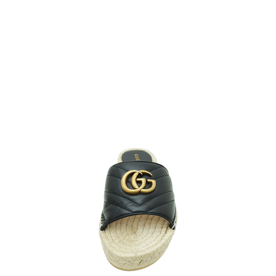 Gucci Black GG Marmont Espadrille Slide Sandals 35.5