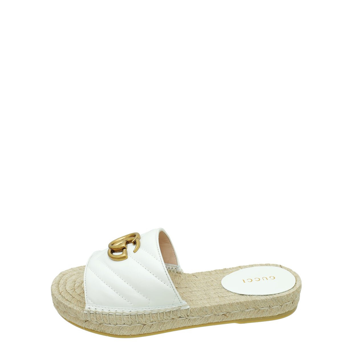 Gucci White GG Marmont Espadrille Slide Sandals 35.5